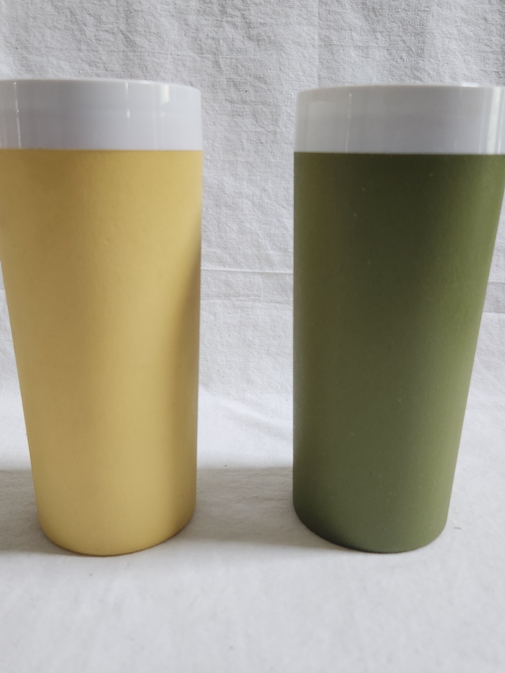 West Bend Avocado Green and Yellow Tumblers